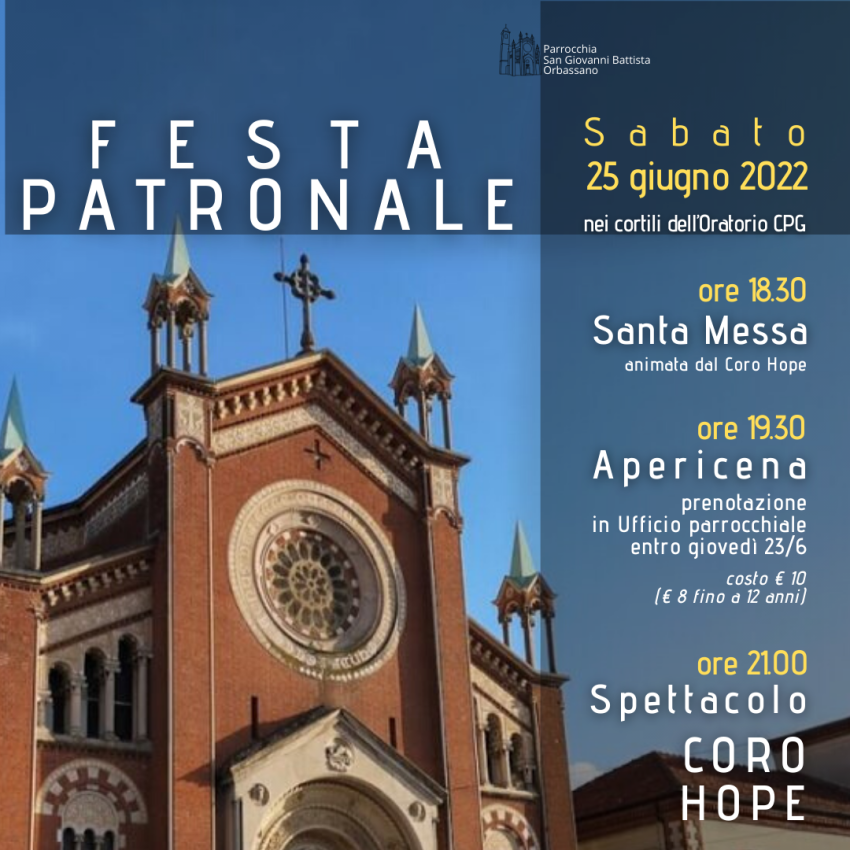 Festa patronale 25 giugno 2022 Parrocchia San Giovanni Battista Orbassano