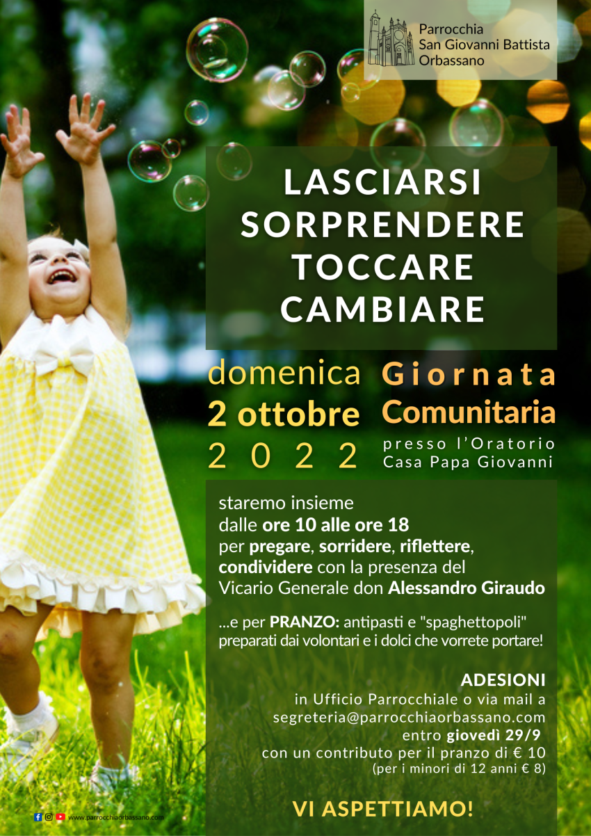 Giornata comunitaria 02 ottobre 2022 Parrocchia San Giovanni Battista - Orbassano