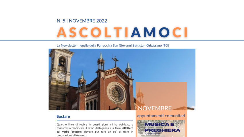 Newsletter n. 5 - Novembre 2022 Parrocchia San Giovanni Battista Orbassano