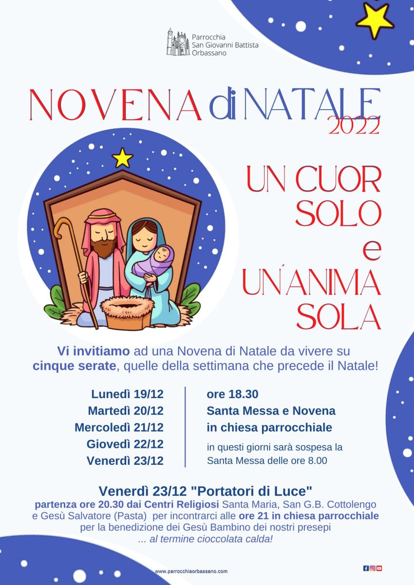 Novena di Natale 2022 Parrocchia San Giovanni Battista Orbassano TO
