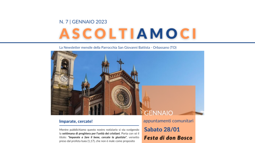 Newsletter n. 7 - Gennaio 2023 Parrocchia San Giovanni Battista, Orbassano TO