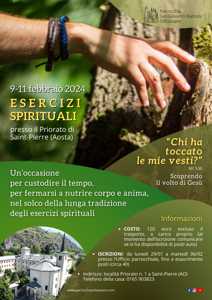 Esercizi Spirituali 9-11 febbraio 2024 Priorato di Saint Pierre Parrocchia San Giovanni Battista